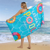 Aperturee - Aperturee Swimming Pool Donuts Custom Est Name Beach Towel